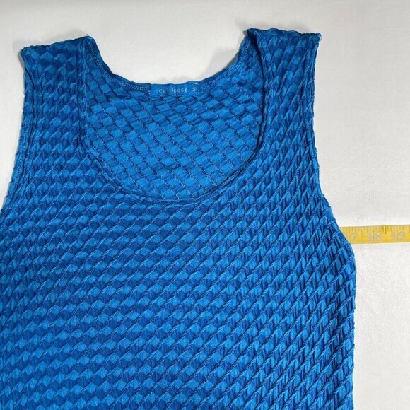 Cut Loose Textured Tank Dress Womens Medium Blue Stretch Comfort - Picture 12 of 14